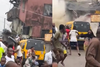 Viral video shows shocking moment two-storey building collapsed in